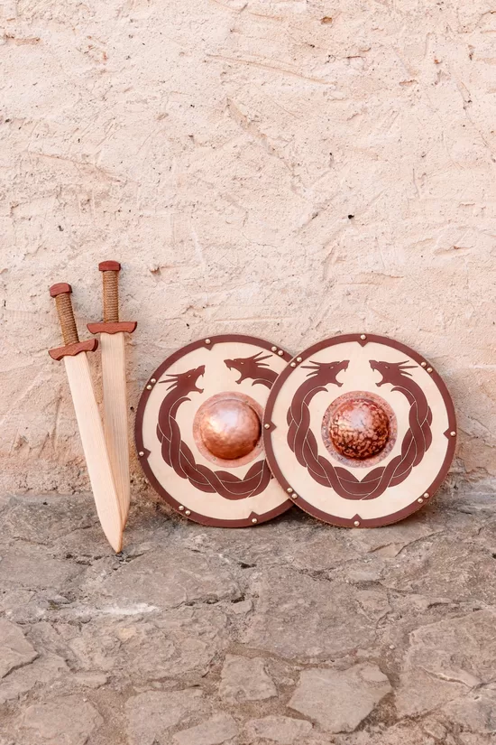 Koka vairoga un zobena komplekts "Pūķa Gredzens"